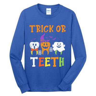 Trick Or Teeth Dental Halloween Treat Dentist Gift Tall Long Sleeve T-Shirt