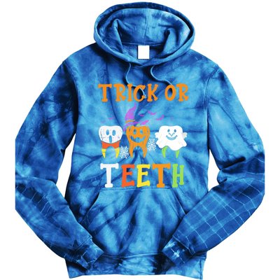 Trick Or Teeth Dental Halloween Treat Dentist Gift Tie Dye Hoodie