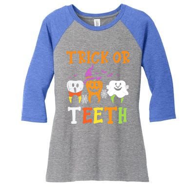 Trick Or Teeth Dental Halloween Treat Dentist Gift Women's Tri-Blend 3/4-Sleeve Raglan Shirt