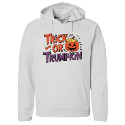 Trick Or Trumpkin Make Halloween Great Again Pro Trump 2024 Performance Fleece Hoodie