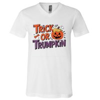 Trick Or Trumpkin Make Halloween Great Again Pro Trump 2024 V-Neck T-Shirt