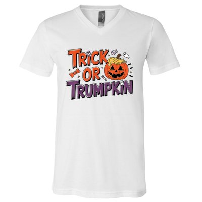 Trick Or Trumpkin Make Halloween Great Again Pro Trump 2024 V-Neck T-Shirt