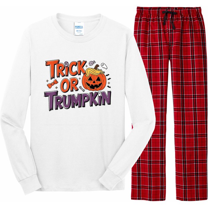 Trick Or Trumpkin Make Halloween Great Again Pro Trump 2024 Long Sleeve Pajama Set