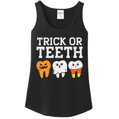 Trick Or Teeth Funny Dental Halloween Treat Dentist Gift Ladies Essential Tank