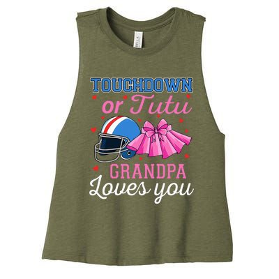 Touchdown Or Tutu Grandpa Loves You Football Gender Reveal Women's Racerback Cropped Tank