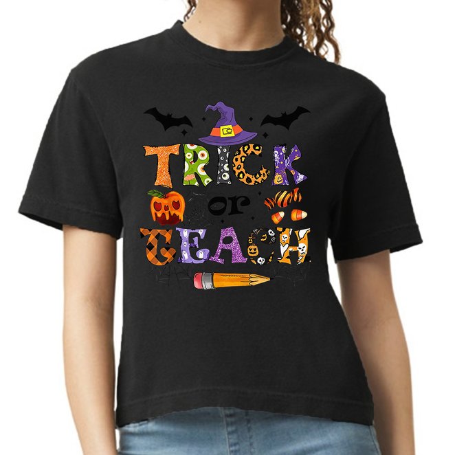 Trick Or Teach Funny Teacher Halloween Costume  Wo Comfort Colors Boxy T-Shirt