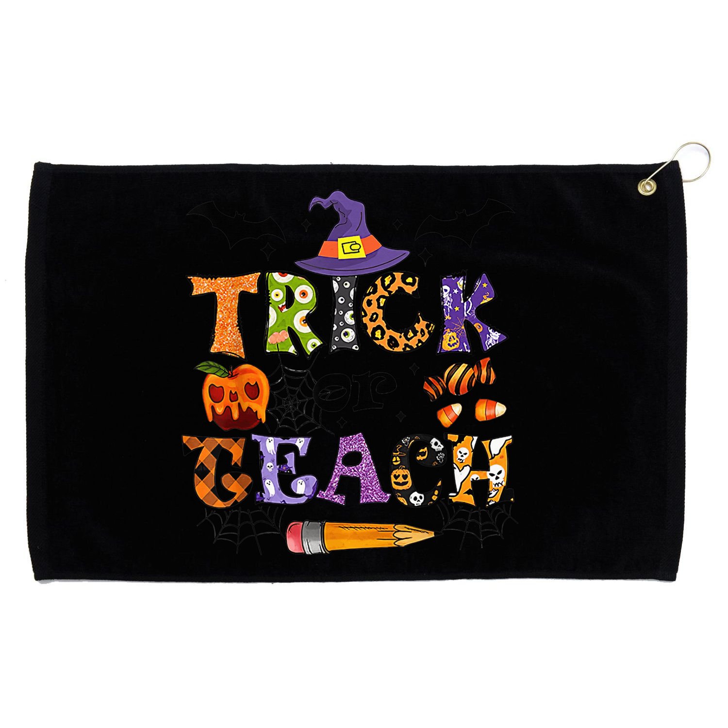 Trick Or Teach Funny Teacher Halloween Costume  Wo Grommeted Golf Towel