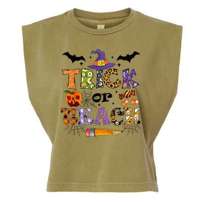 Trick Or Teach Funny Teacher Halloween Costume  Wo Garment-Dyed Women's Muscle Tee