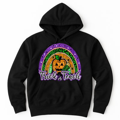 Trick Or Teach Funny Teacher Halloween Rainbow Pumpkin Hoodie