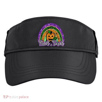Trick Or Teach Funny Teacher Halloween Rainbow Pumpkin Adult Drive Performance Visor