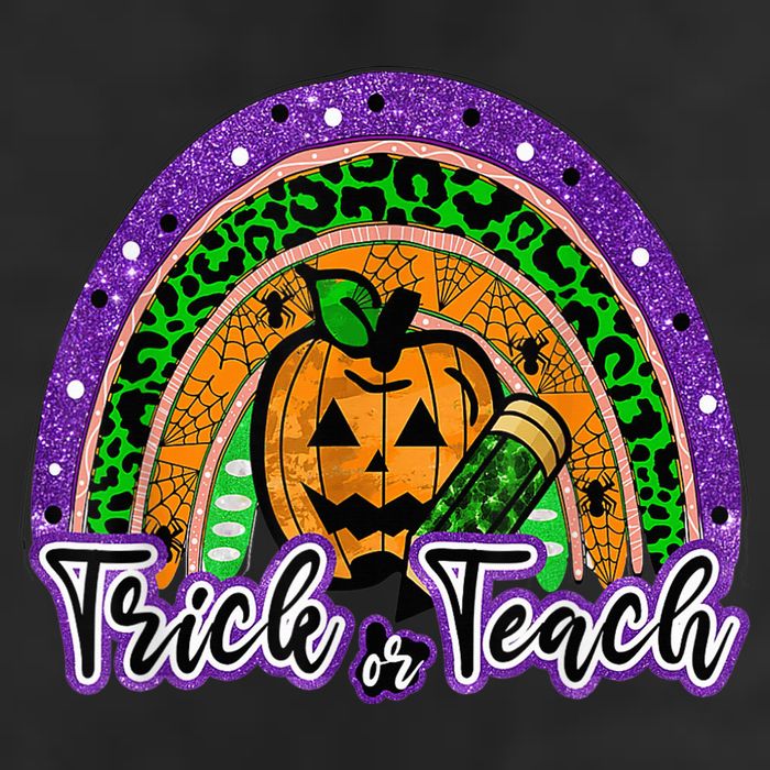 Trick Or Teach Funny Teacher Halloween Rainbow Pumpkin 11oz C Handle Ceramic Mug