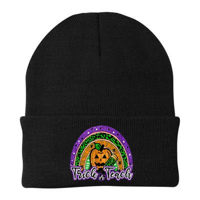 Trick Or Teach Funny Teacher Halloween Rainbow Pumpkin Beanie