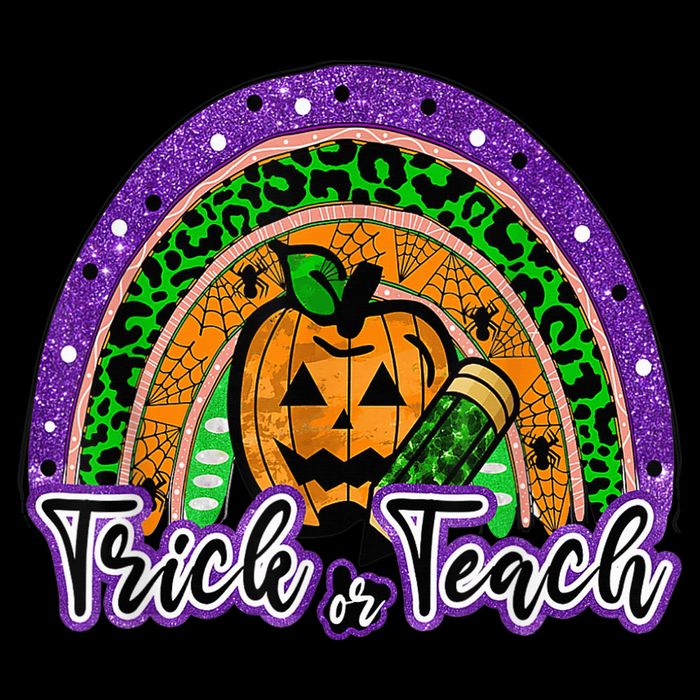 Trick Or Teach Funny Teacher Halloween Rainbow Pumpkin 16 in Basic Backpack