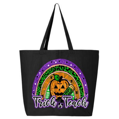 Trick Or Teach Funny Teacher Halloween Rainbow Pumpkin 25L Jumbo Tote