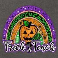Trick Or Teach Funny Teacher Halloween Rainbow Pumpkin Cotton Canvas Backpack