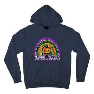 Trick Or Teach Funny Teacher Halloween Rainbow Pumpkin Hoodie