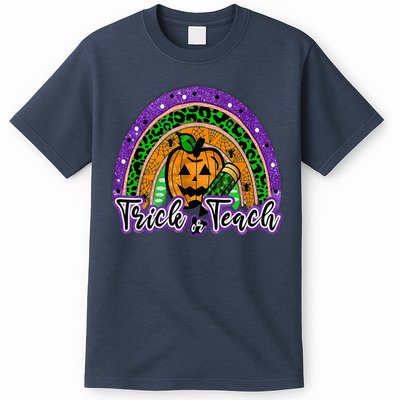 Trick Or Teach Funny Teacher Halloween Rainbow Pumpkin T-Shirt