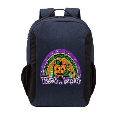 Trick Or Teach Funny Teacher Halloween Rainbow Pumpkin Vector Backpack