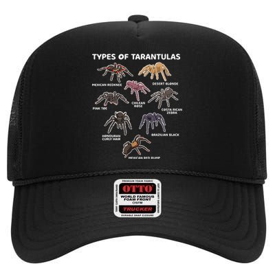 Types Of Tarantulas Toe Chilean Mexican Hairy Spider High Crown Mesh Back Trucker Hat