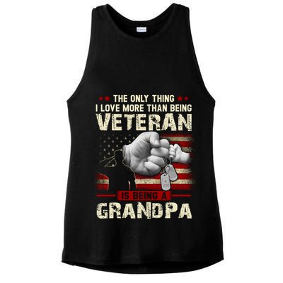 The Only Thing I Love More Than Being A Veteran Grandpa Ladies PosiCharge Tri-Blend Wicking Tank