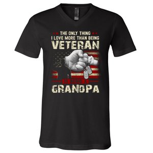 The Only Thing I Love More Than Being A Veteran Grandpa V-Neck T-Shirt