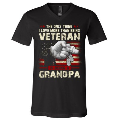 The Only Thing I Love More Than Being A Veteran Grandpa V-Neck T-Shirt