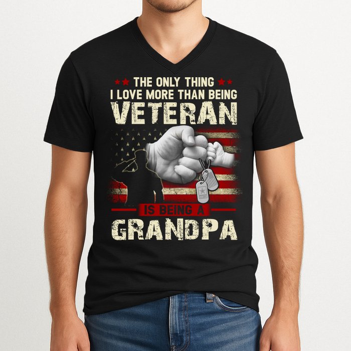 The Only Thing I Love More Than Being A Veteran Grandpa V-Neck T-Shirt