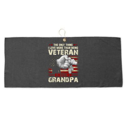 The Only Thing I Love More Than Being A Veteran Grandpa Large Microfiber Waffle Golf Towel