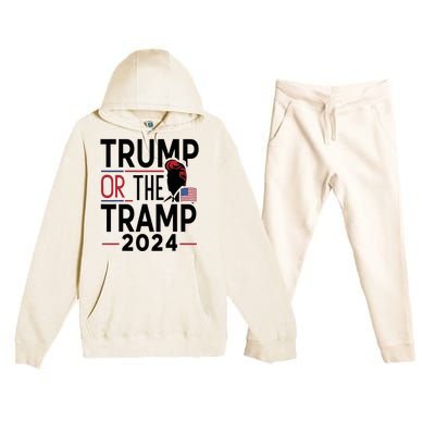 Trump Or The Tramp 2024 Funny Election Premium Hooded Sweatsuit Set