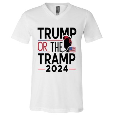 Trump Or The Tramp 2024 Funny Election V-Neck T-Shirt