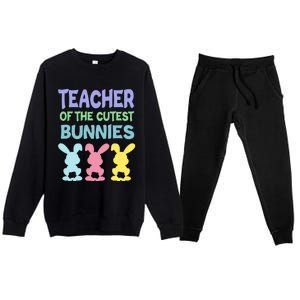 Teacher Of The Cutest Bunnies Easter Teacher Bunny Students Gift Premium Crewneck Sweatsuit Set