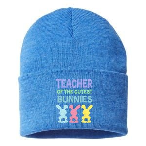 Teacher Of The Cutest Bunnies Easter Teacher Bunny Students Gift Sustainable Knit Beanie