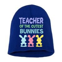 Teacher Of The Cutest Bunnies Easter Teacher Bunny Students Gift Short Acrylic Beanie