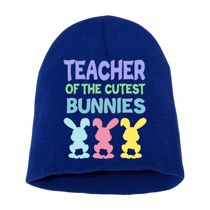 Teacher Of The Cutest Bunnies Easter Teacher Bunny Students Gift Short Acrylic Beanie