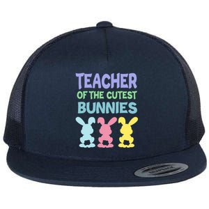 Teacher Of The Cutest Bunnies Easter Teacher Bunny Students Gift Flat Bill Trucker Hat