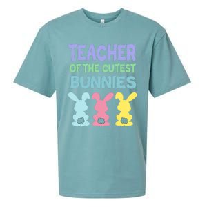 Teacher Of The Cutest Bunnies Easter Teacher Bunny Students Gift Sueded Cloud Jersey T-Shirt