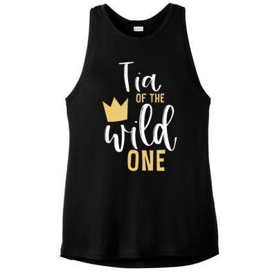 Tia Of The Wild One Matching 1st Birthday First Thing Aunt Gift Ladies PosiCharge Tri-Blend Wicking Tank