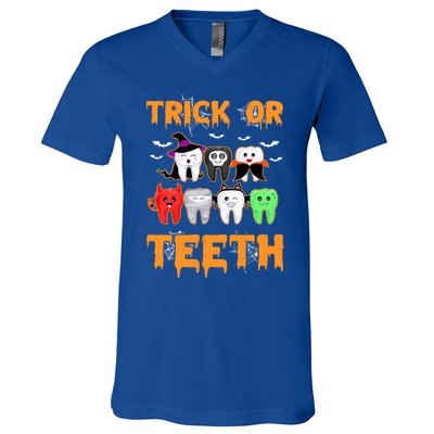 Trick Or Teeth Funny Dental Clinic Dentist Halloween Costume Gift V-Neck T-Shirt