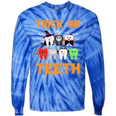 Trick Or Teeth Funny Dental Clinic Dentist Halloween Costume Gift Tie-Dye Long Sleeve Shirt