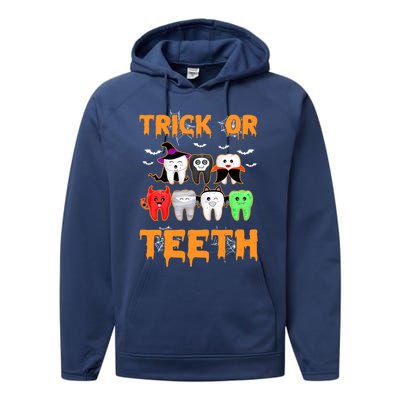 Trick Or Teeth Funny Dental Clinic Dentist Halloween Costume Gift Performance Fleece Hoodie