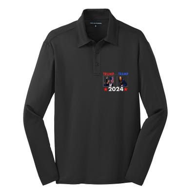 Trump Or The Tramp 2024 Vote For Trump Trump Vance 2024 Silk Touch Performance Long Sleeve Polo