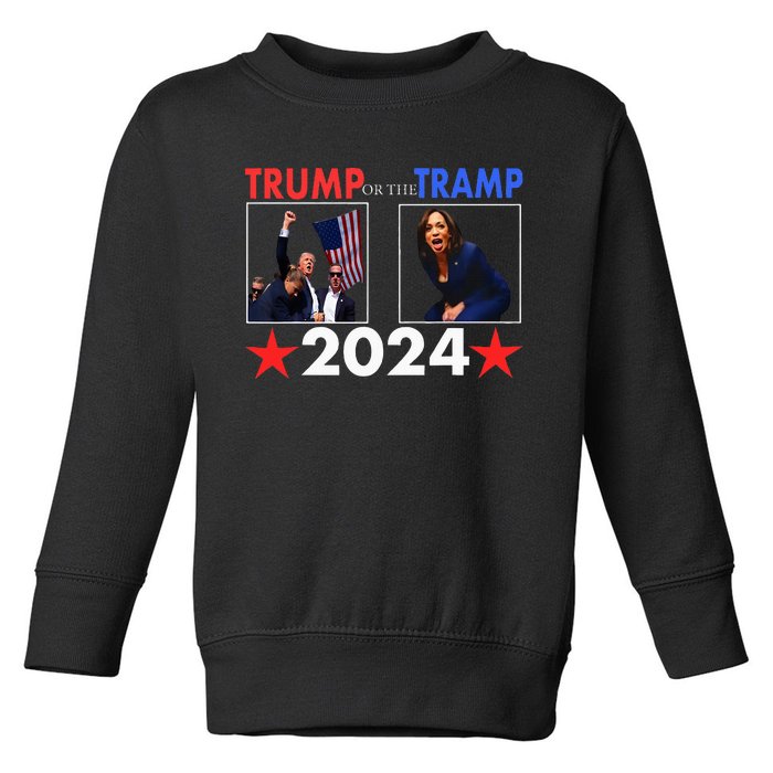 Trump Or The Tramp 2024 Vote For Trump Trump Vance 2024 Toddler Sweatshirt