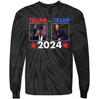 Trump Or The Tramp 2024 Vote For Trump Trump Vance 2024 Tie-Dye Long Sleeve Shirt