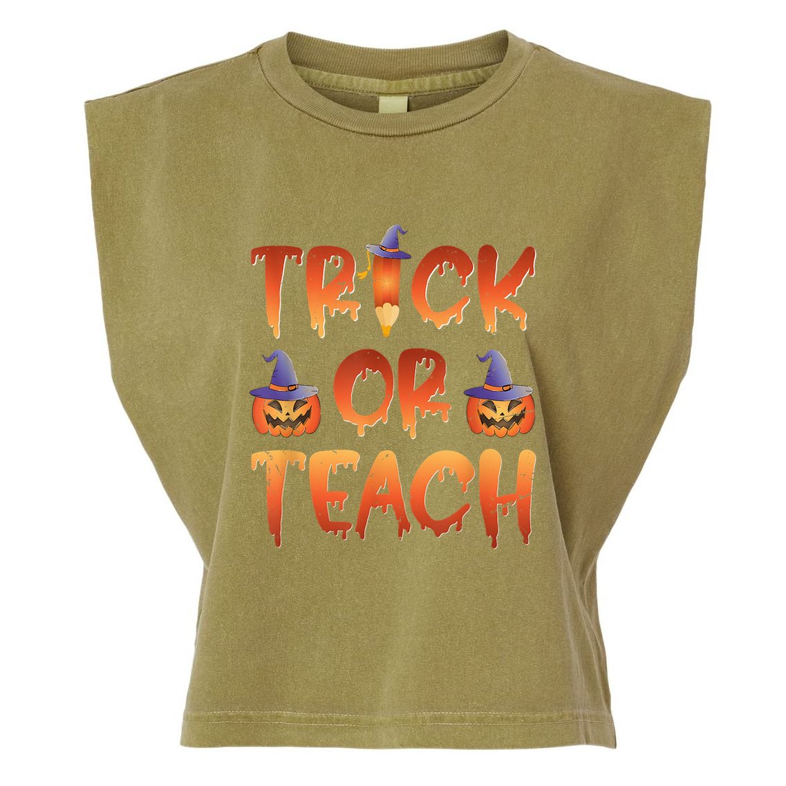 Trick Or Teach Funny Teacher Halloween Costume Teacher Garment-Dyed Women's Muscle Tee