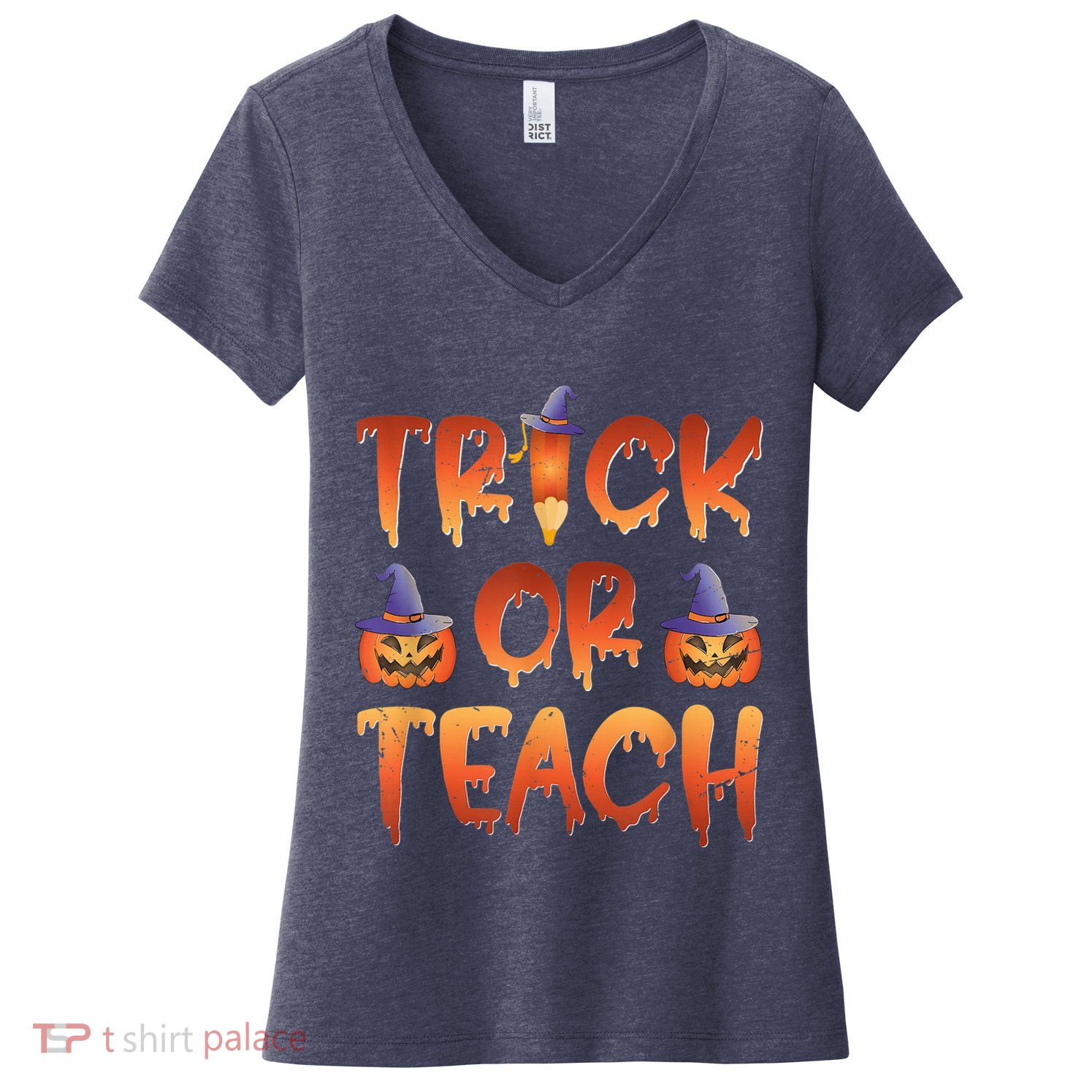 Trick Or Teach Funny Teacher Halloween Costume Teacher Women's V-Neck T-Shirt