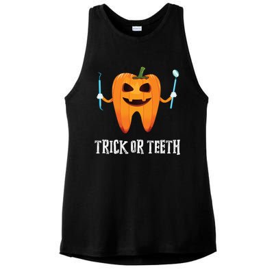 Trick Or Teeth Funny Dental Hygienist Dentist Rdh Halloween Funny Gift Ladies PosiCharge Tri-Blend Wicking Tank