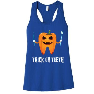 Trick Or Teeth Funny Dental Hygienist Dentist Rdh Halloween Funny Gift Women's Racerback Tank