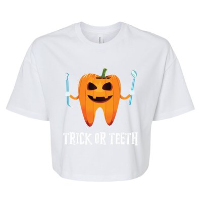 Trick Or Teeth Funny Dental Hygienist Dentist Rdh Halloween Funny Gift Bella+Canvas Jersey Crop Tee