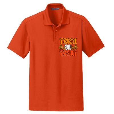 Trick Or Treat Halloween Festive Pumpkin Dry Zone Grid Polo