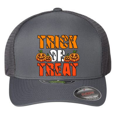 Trick Or Treat Halloween Festive Pumpkin Flexfit Unipanel Trucker Cap